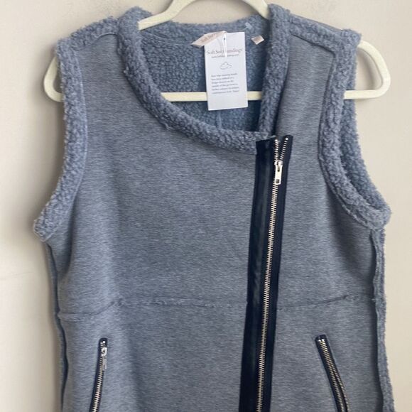 Soft Surroundings Gray Sherpa Vest S - Picture 2 of 8